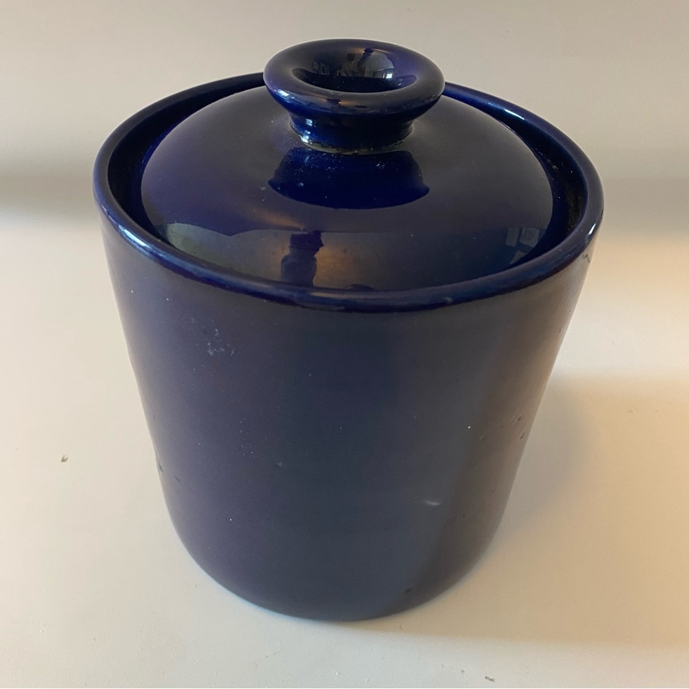 Heath Ceramics Vintage Crock Moonstone Cobalt Blue W/Lid 1992 For GTE Mobilnet